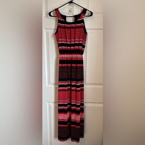 Pink and Blue Striped Maxi Dress